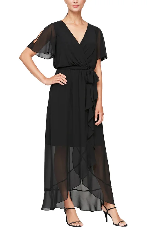 Luxury Satin Gown SL Fashions 9170657 Long Wrap Formal Dress