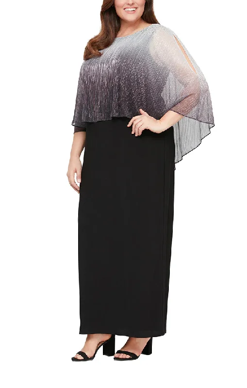 Chic Maxi Dress SL Fashions 9455169 Plus Size Shimmer Bodre Popover Dress