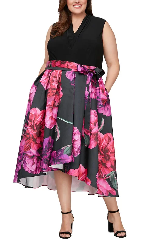 Gold Embellished Gown SL Fashions 9459262 Plus Size Floral High Low Party Dress