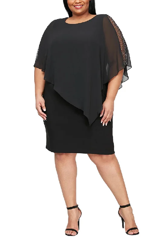 Midnight Blue Gown SL Fashions 9477437 Plus Size Jersey Short Cocktail Dress