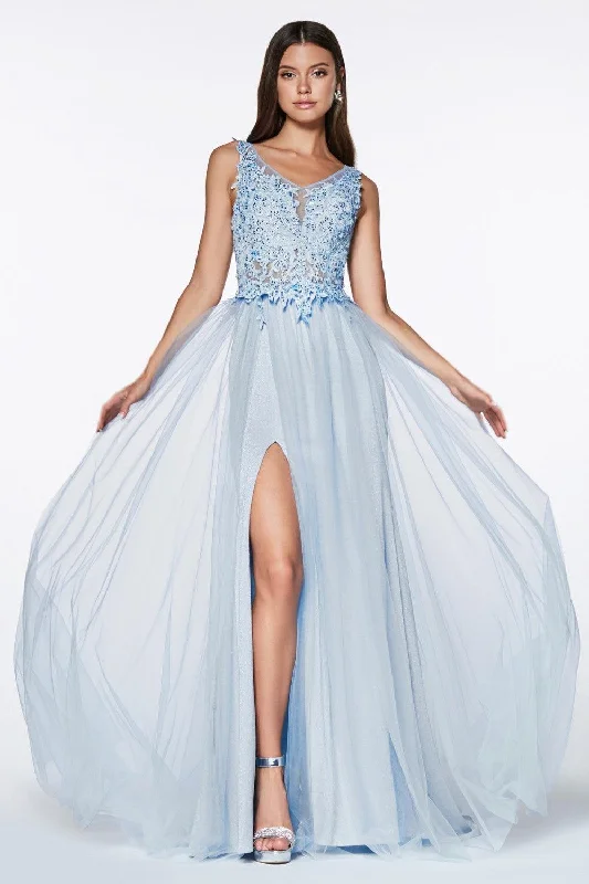 Striking Red Gown Cinderella Divine KV1040 Sleeveless Long Formal Dress Prom with High Slit Striking Red Gown Cinderella Divine KV1040 Sleeveless Long Formal Dress Prom with High Slit