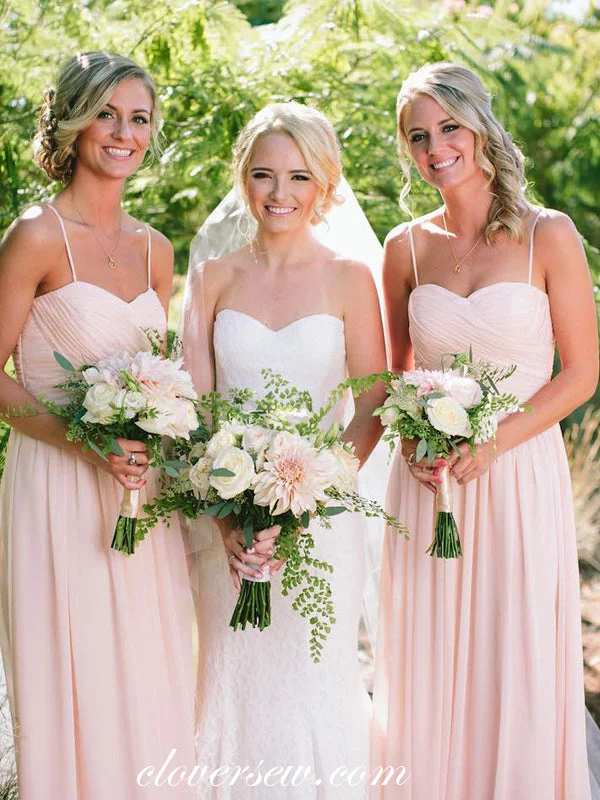 Puffy Formal Dress Soft Pink Chiffon Spaghetti Strap A-line Cheap Bridesmaid Dresses, CB0039 Puffy Formal Dress Soft Pink Chiffon Spaghetti Strap A-line Cheap Bridesmaid Dresses, CB0039