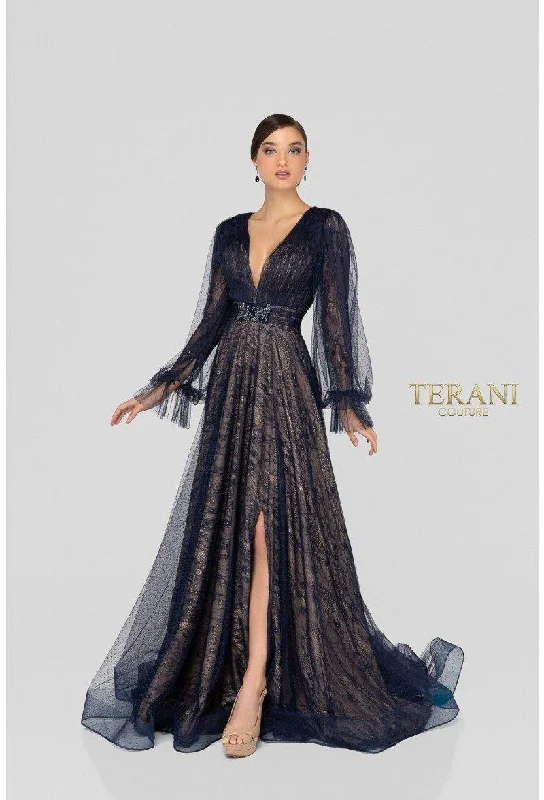 Show-Stopping Evening Gown Terani Couture 1913M9414 Long V-Neck Formal Dress Sale