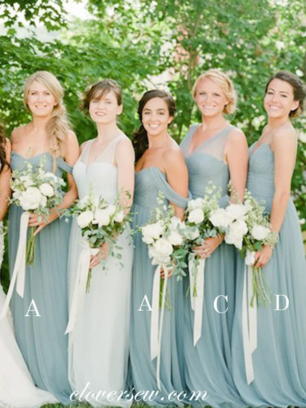 Perfect Fit Dress Tiffany Blue Tulle Mismatched A-line Long Bridesmaid Dresses, CB0037 Perfect Fit Dress Tiffany Blue Tulle Mismatched A-line Long Bridesmaid Dresses, CB0037