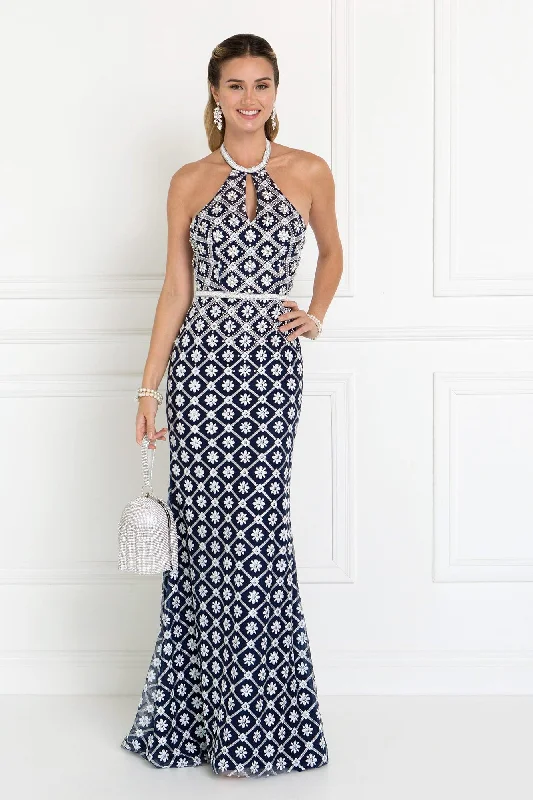Show-Stopping Evening Gown Long Prom Formal Dress Halter Neck Evening Gown