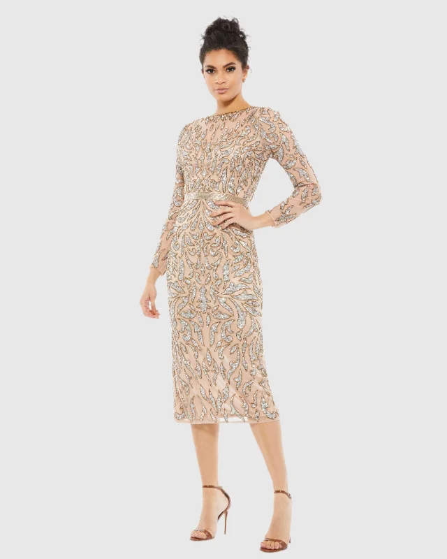 Winter Ball Gown Embellished Illusion Sheath Dress