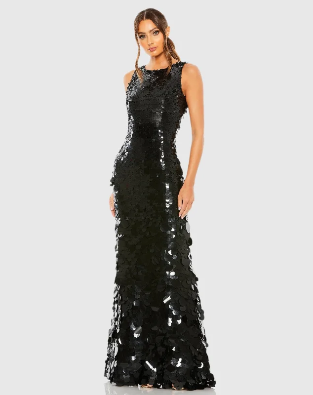 Elegant Wedding Gown Sleeveless Disc Sequin Gown