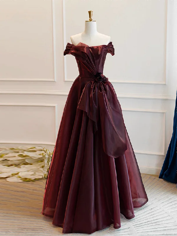 Glittering Evening Gown A-Line Burgundy Organza Burgundy Long Prom Dress, Burgundy Long Evening Dress Glittering Evening Gown A-Line Burgundy Organza Burgundy Long Prom Dress, Burgundy Long Evening Dress