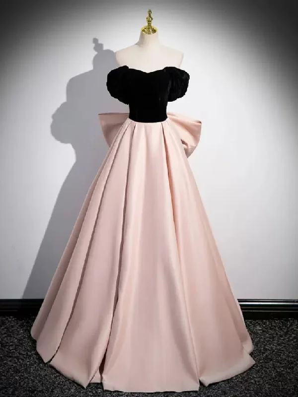 Delicate Lace Dress A-Line Off Shoulder Satin Champagne Long Prom Dress, Champagne Long Evening Dress Delicate Lace Dress A-Line Off Shoulder Satin Champagne Long Prom Dress, Champagne Long Evening Dress