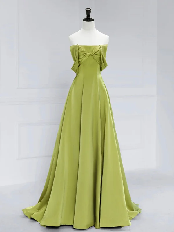 Dark Green Dress A-Line Satin Off Shoulder Green Long Prom Dress, Green Long Formal Dress Dark Green Dress A-Line Satin Off Shoulder Green Long Prom Dress, Green Long Formal Dress