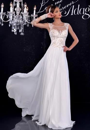 Mermaid Cut Dress Adagio Bridal 9143 Size 10 Sheer Lace Wedding Dress Chiffon Bridal Gown Mermaid Cut Dress Adagio Bridal 9143 Size 10 Sheer Lace Wedding Dress Chiffon Bridal Gown