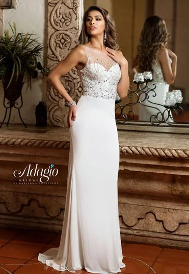 Sophisticated Maxi Dress Adagio Bridal 9223 Size 4, 8 sheer Fitted embellished neckline Wedding Dress bridal gown Sweetheart Sophisticated Maxi Dress Adagio Bridal 9223 Size 4, 8 sheer Fitted embellished neckline Wedding Dress bridal gown Sweetheart