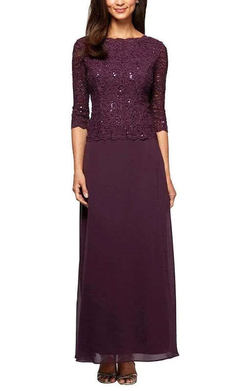 Modest Chiffon Dress Alex Evenings - 112318 Scallop Lace Mock Dress with Chiffon Skirt Modest Chiffon Dress Alex Evenings - 112318 Scallop Lace Mock Dress with Chiffon Skirt