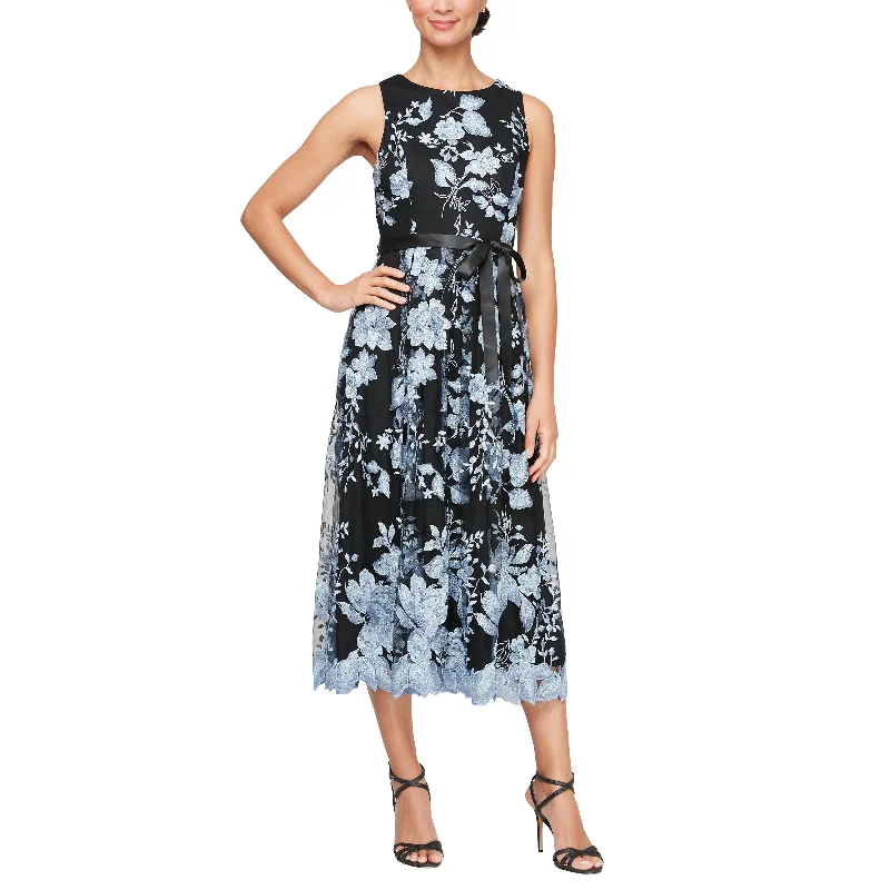 Applique Gown Alex Evenings 51171186 Short Cocktail Midi Length Floral Dress