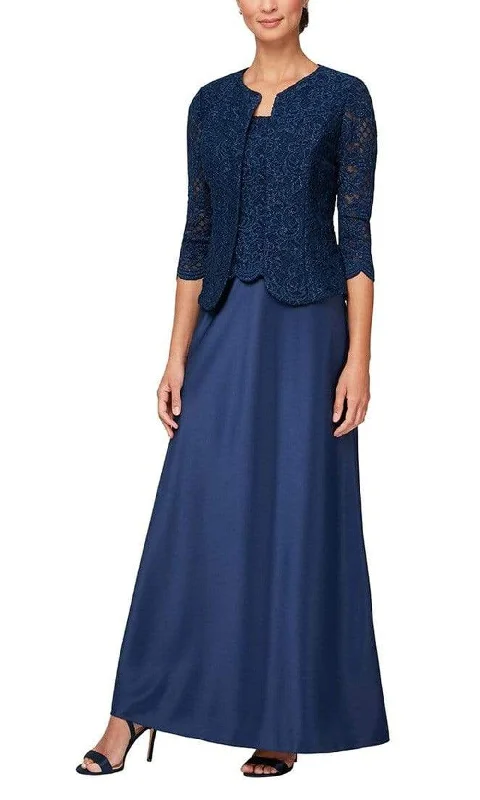 Modern Tulle Dress Alex Evenings - 81122326 Lace And Satin Dress With Jacket