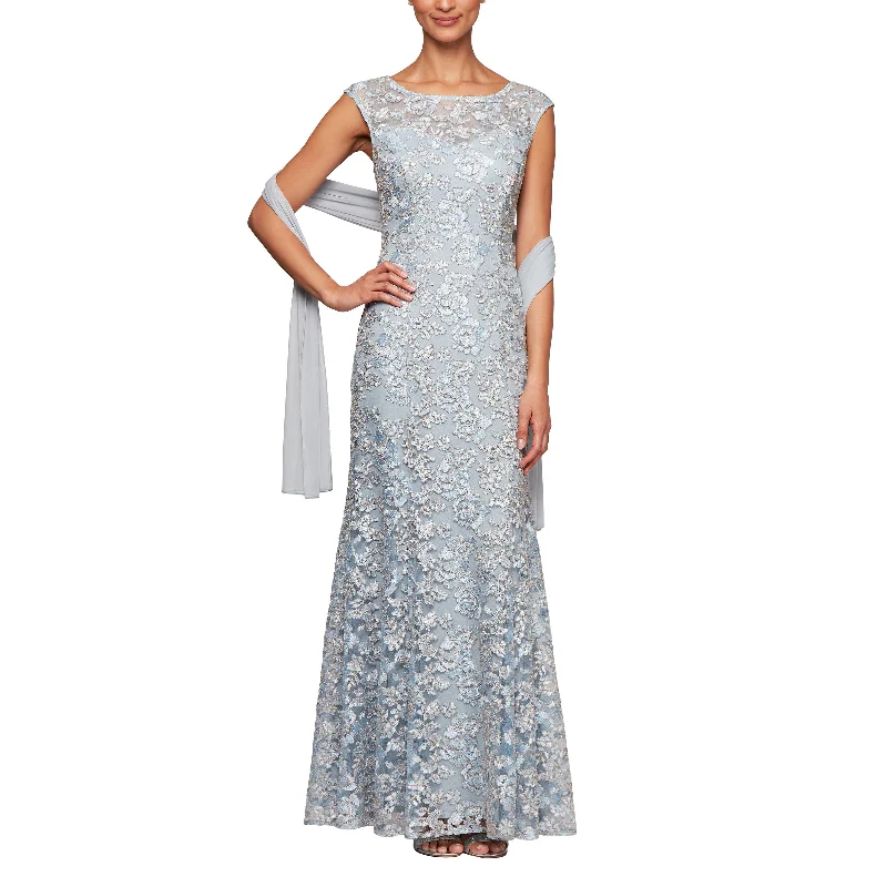 Modest Chiffon Dress Alex Evenings 8117912 Long Mother of the Bride Formal Dress