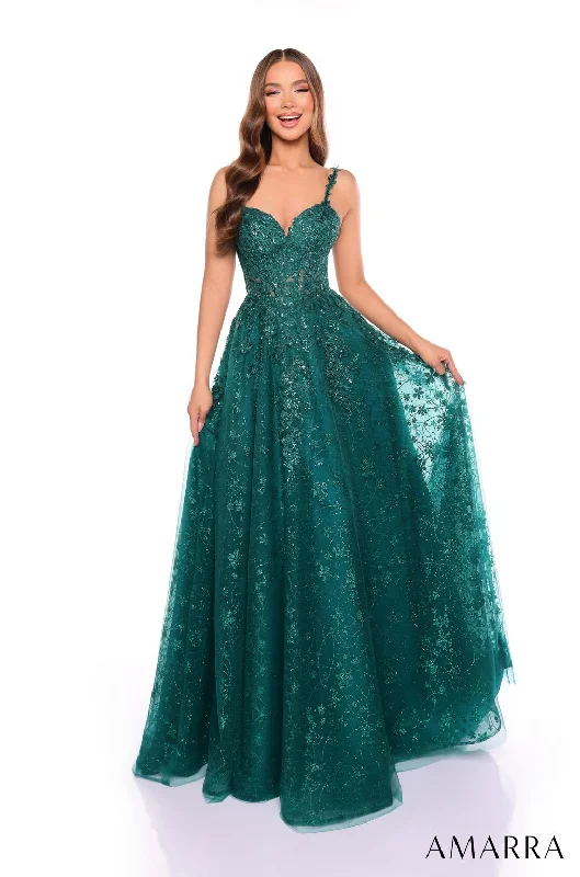 Halter Gown Amarra 88124 Glitter Long Formal Evening Prom Dress