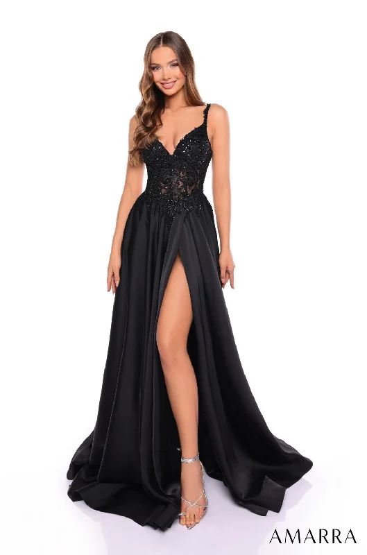 Party Ready Dress Amarra 88128 Beaded Long Formal Slit Prom Dress