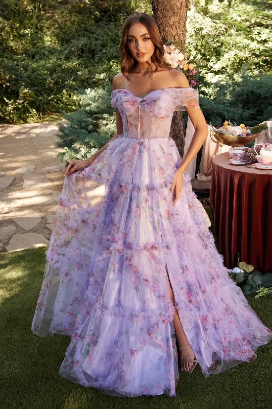 Trendy Evening Gown Andrea & Leo A1286 Floral Print Long Formal Prom Dress