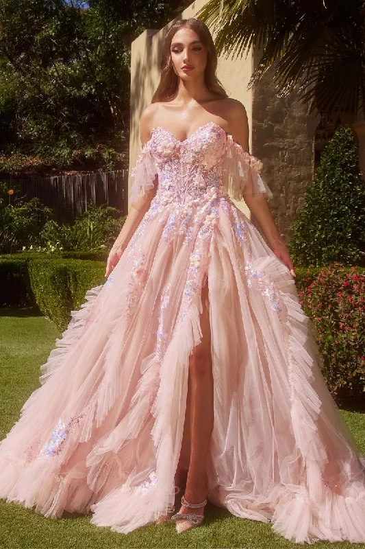 Romantic Floral Dress Andrea & Leo A1340 3D Floral Formal Prom Long Ball Gown