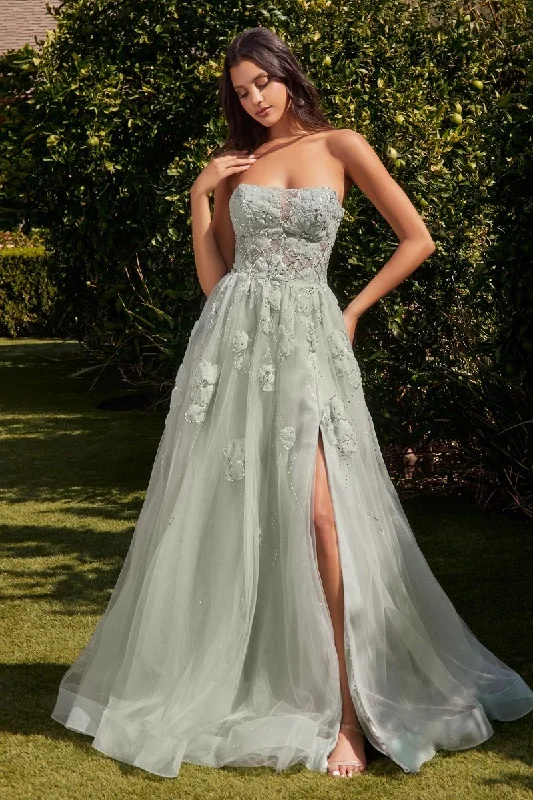 Side Slit Gown Andrea & Leo A1346 Long A Line Formal Prom Dress