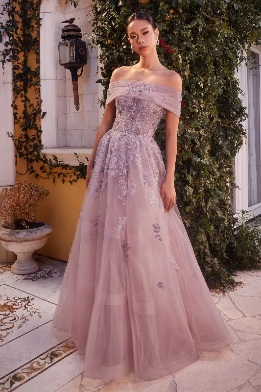 Ruched Velvet Dress Andrea & Leo A1348 Floral Formal Prom Long A Line Dress