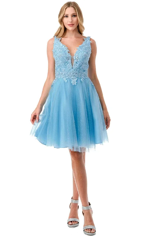 Lavish Evening Gown Aspeed Design S2739J - Applique V-Neck Homecoming Dress
