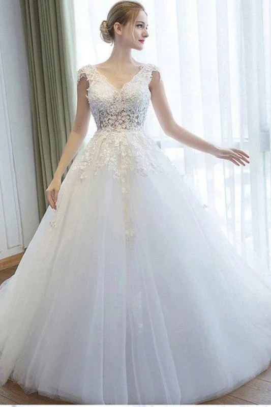 Formal Red Dress Ball Gown V Neck Tulle Court Train Appliques Lace Backless Wedding Dress Formal Red Dress Ball Gown V Neck Tulle Court Train Appliques Lace Backless Wedding Dress