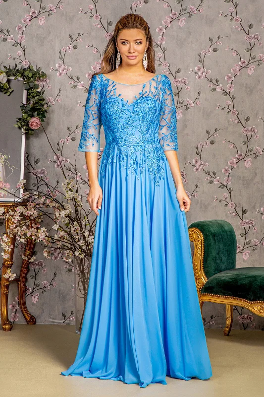 Floral Beaded Gown Beaded Long Formal Mother of the Bride Dress