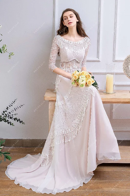 Halter Gown Bohemian Slim A-Line Destination Wedding Dress