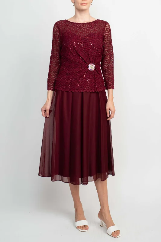 Sparkly Mermaid Dress Cachet 60432 Long Sleeve Mother of the Bride Midi Dress