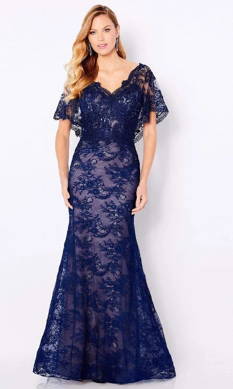 Timeless Satin Dress Cameron Blake - 221687 V-Neck Sheath Evening Dress