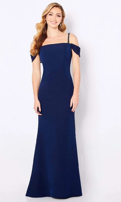 Draped Formal Dress Cameron Blake - 221692 Square Neck Sheath Evening Dress