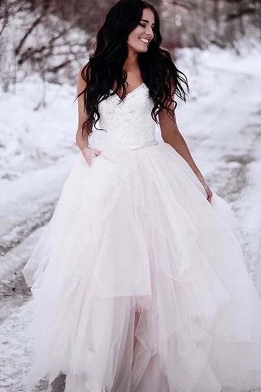 Charcoal Gray Gown Charming Straps Lace Top Backless Tulle Asymmetrical Ivory Wedding Dress Charcoal Gray Gown Charming Straps Lace Top Backless Tulle Asymmetrical Ivory Wedding Dress
