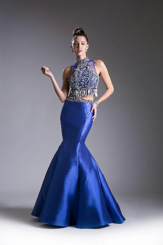 Polka Dot Gown Cinderella Divine 84016 Two Piece Formal Prom Long Mermaid Dress