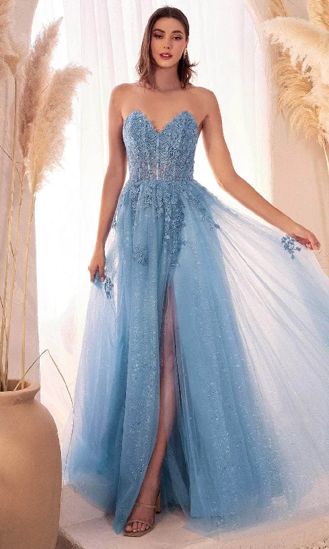 Applique Gown Cinderella Divine C148 - Embroidered A-line Dress