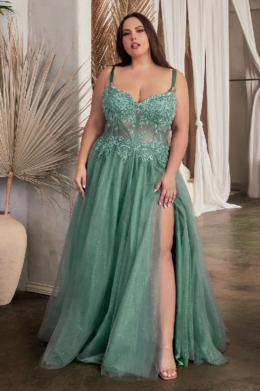 Winter Ball Gown Cinderella Divine C150C A Line Plus Size Formal Prom Long Dress