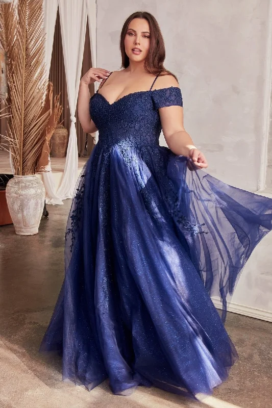 Draped Satin Gown Cinderella Divine C154C Long A Line Plus Size Formal Prom Dress