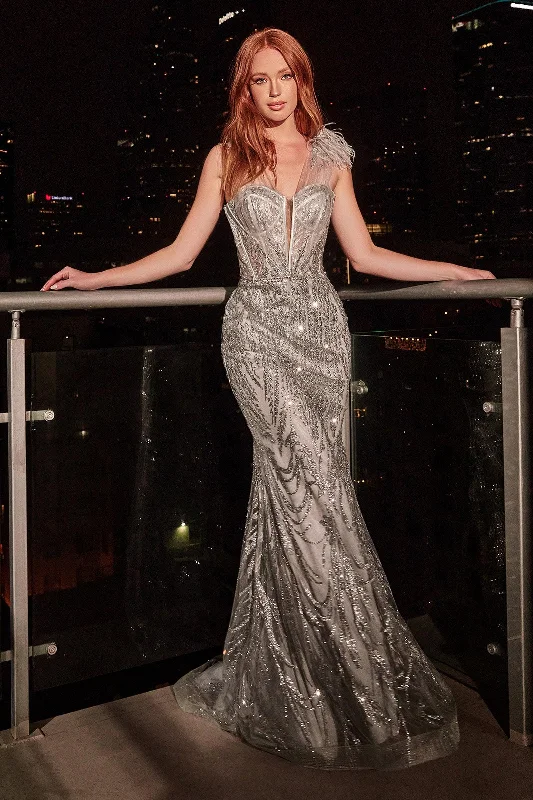 Chic Satin Dress Cinderella Divine CB087 Silver 6 Sale
