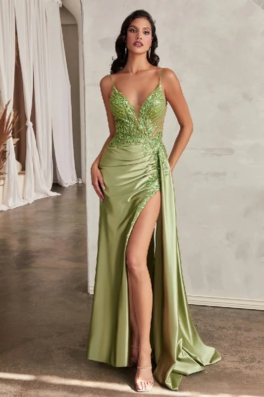Dramatic Ball Gown Cinderella Divine CD809 Long Formal Prom Beaded Dress
