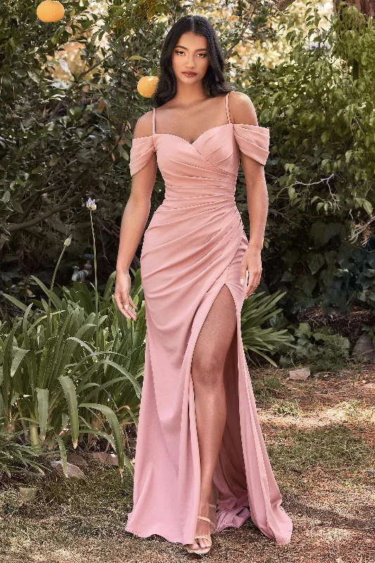 Pearl Embellished Gown Cinderella Divine KV1057C Dusty Rose 6 Sale
