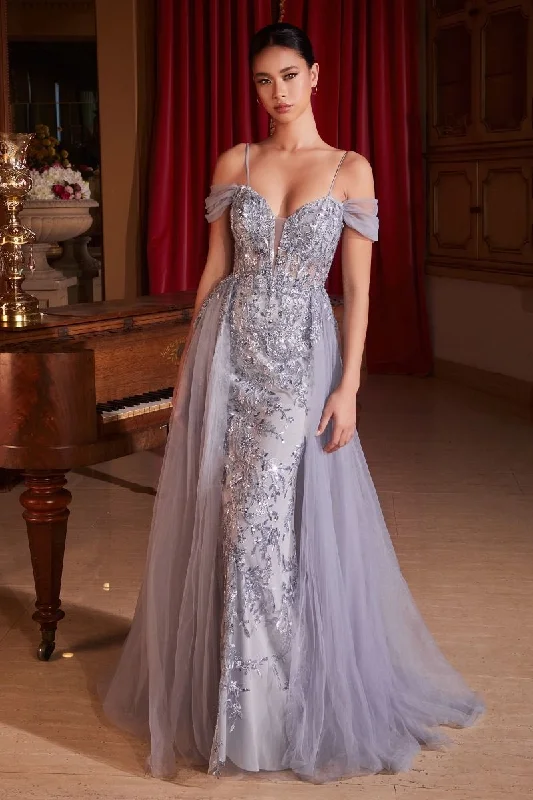 Romantic Evening Gown Cinderella Divine SF009 Long Fitted Formal Overskirt Prom Gown Romantic Evening Gown Cinderella Divine SF009 Long Fitted Formal Overskirt Prom Gown