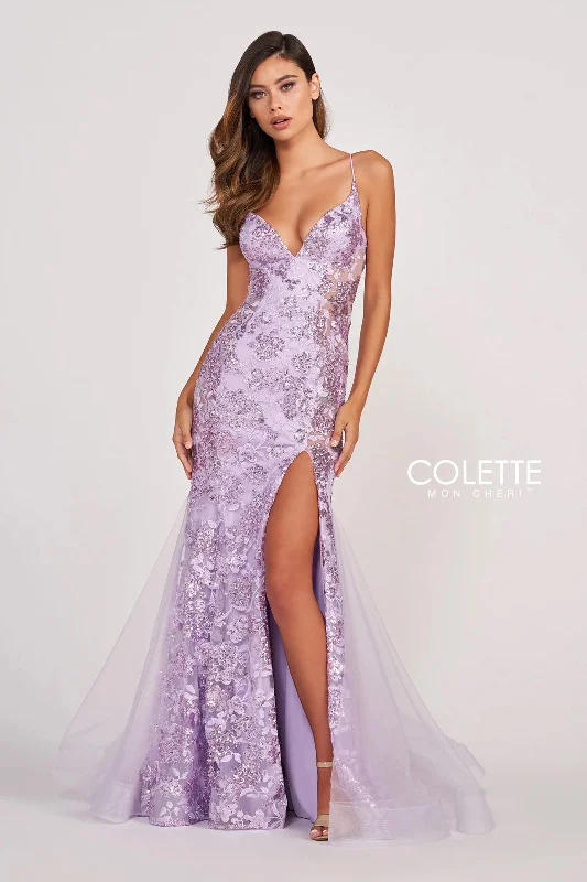 Satin Mermaid Dress Colette CL2013 Formal Mermaid Long Prom Sequin Dress