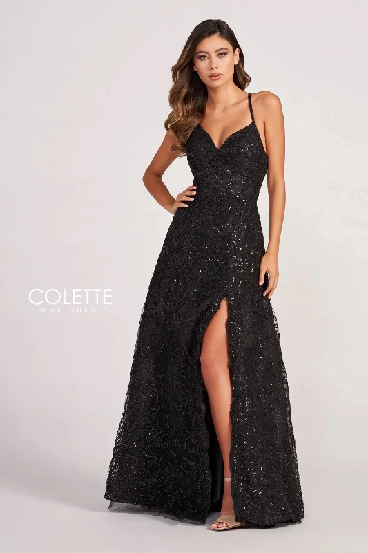 Timeless Satin Dress Colette CL2028 Long Formal Beaded Prom Dress