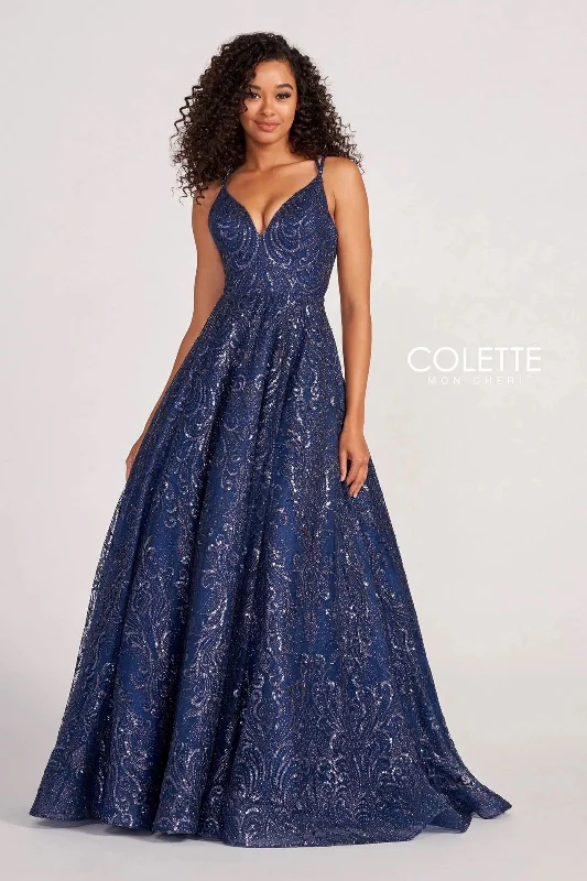 Vivid Color Gown Colette CL2030 Glitter Prom Long Formal Ball Gown