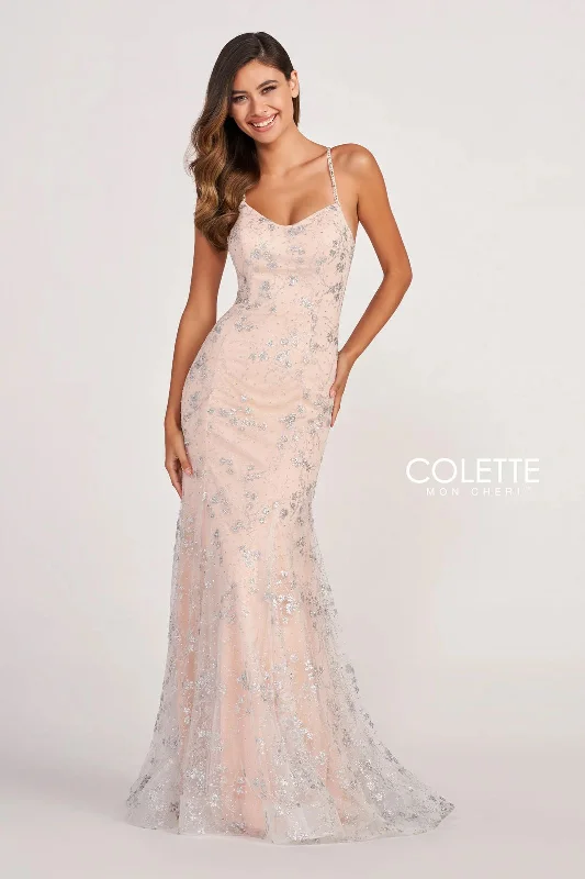 Floral Embroidery Dress Colette CL2047 Long Beaded Formal Mermaid Prom Dress