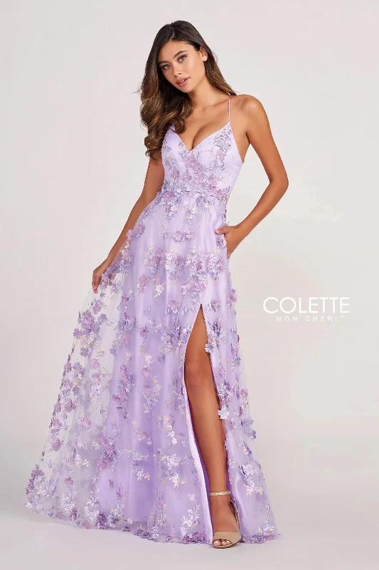 Formal Red Dress Colette CL2056 Long Prom 3D Flowers Formal Dress