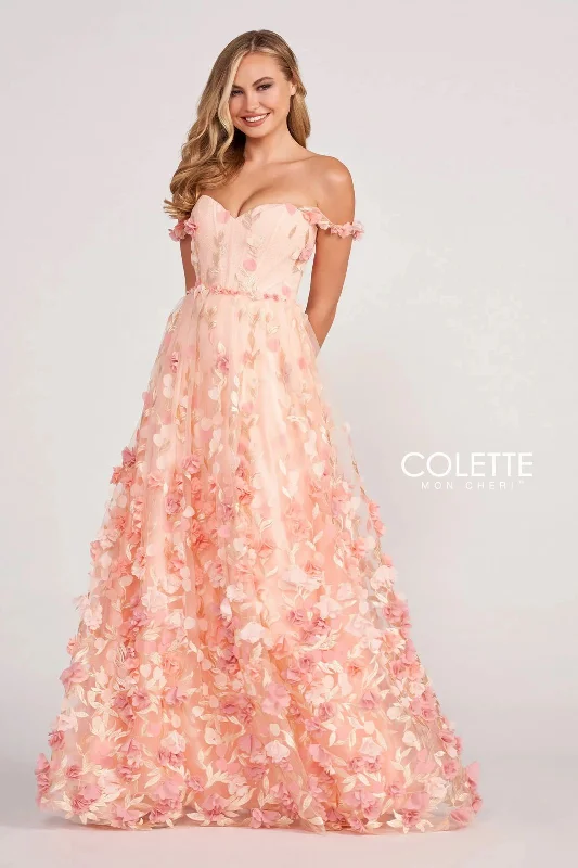 Charcoal Gray Gown Colette CL2057 Prom Long Formal Flower Dress