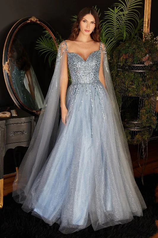 Fancy Evening Dress Cinderella Divine CD0204 Smoky Blue 4X Sale