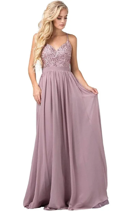 Hollywood-Inspired Gown Dancing Queen - Spaghetti Strap Embroidered A-line Dress 2571